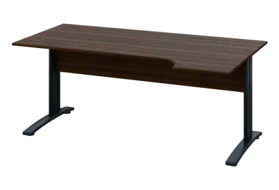 ERK 18 - 184 stůl kancelářský, rohový, pravý, kovová podnož černá, deska 18 mm, široký 1800 mm, ořech královský